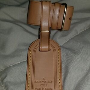 Louis Vuitton Tan Leather Luggage Tag W POIGNANT strap